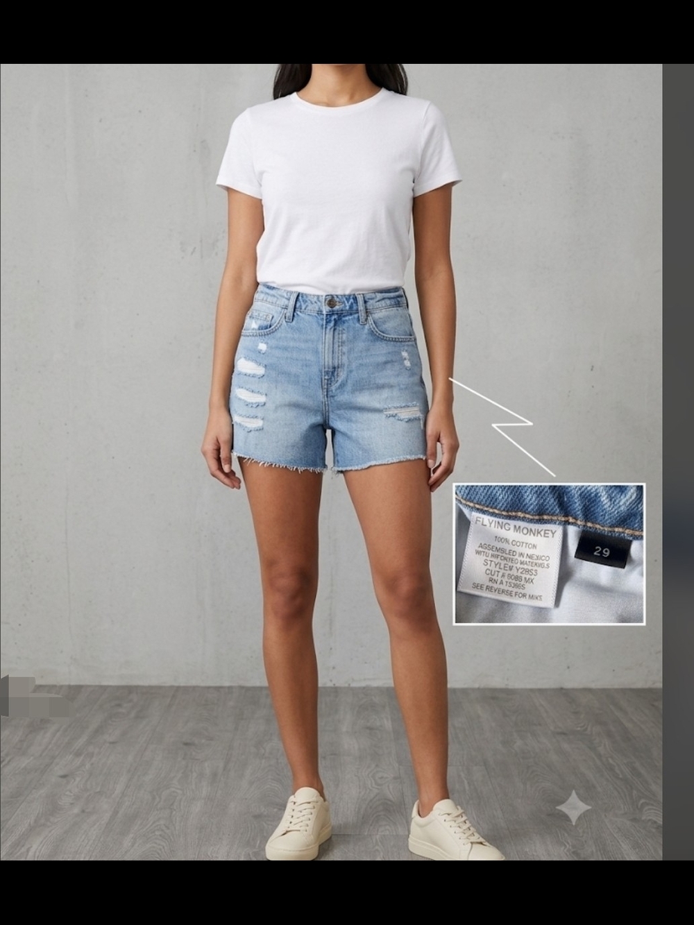 ​Flying Monkey High-Rise Distressed Denim Shorts - Size 29